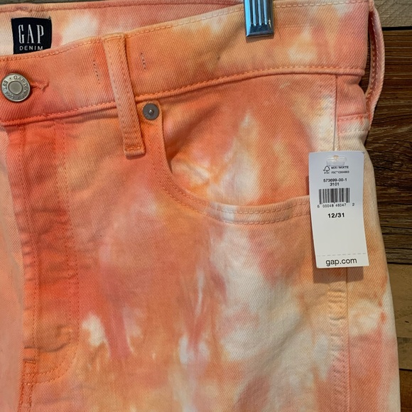 GAP Cheeky Short Orange Tye Dye Size 31 - Picture 3 of 11